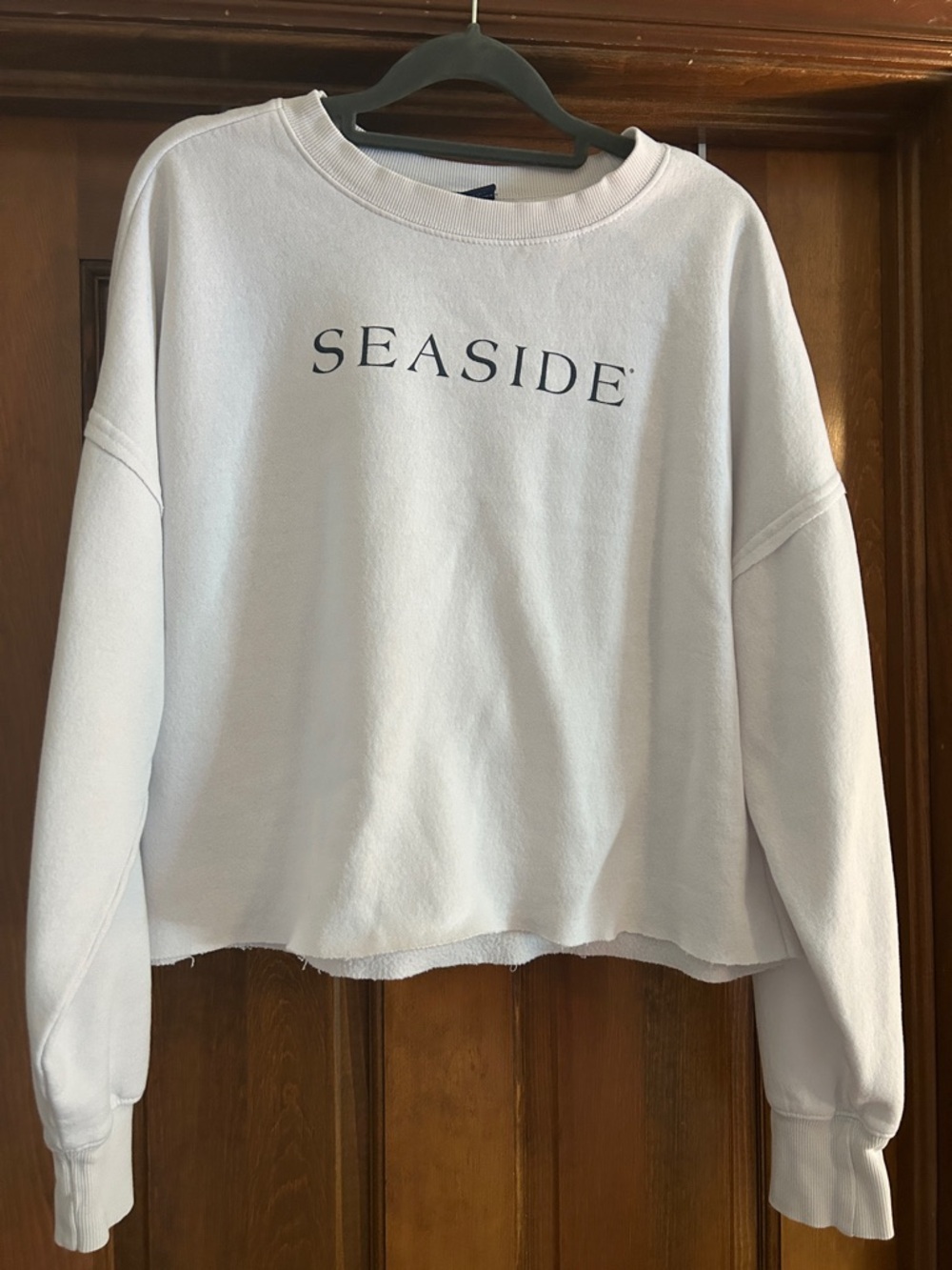 SEASIDE White Cropped Crewneck Sweatshirt